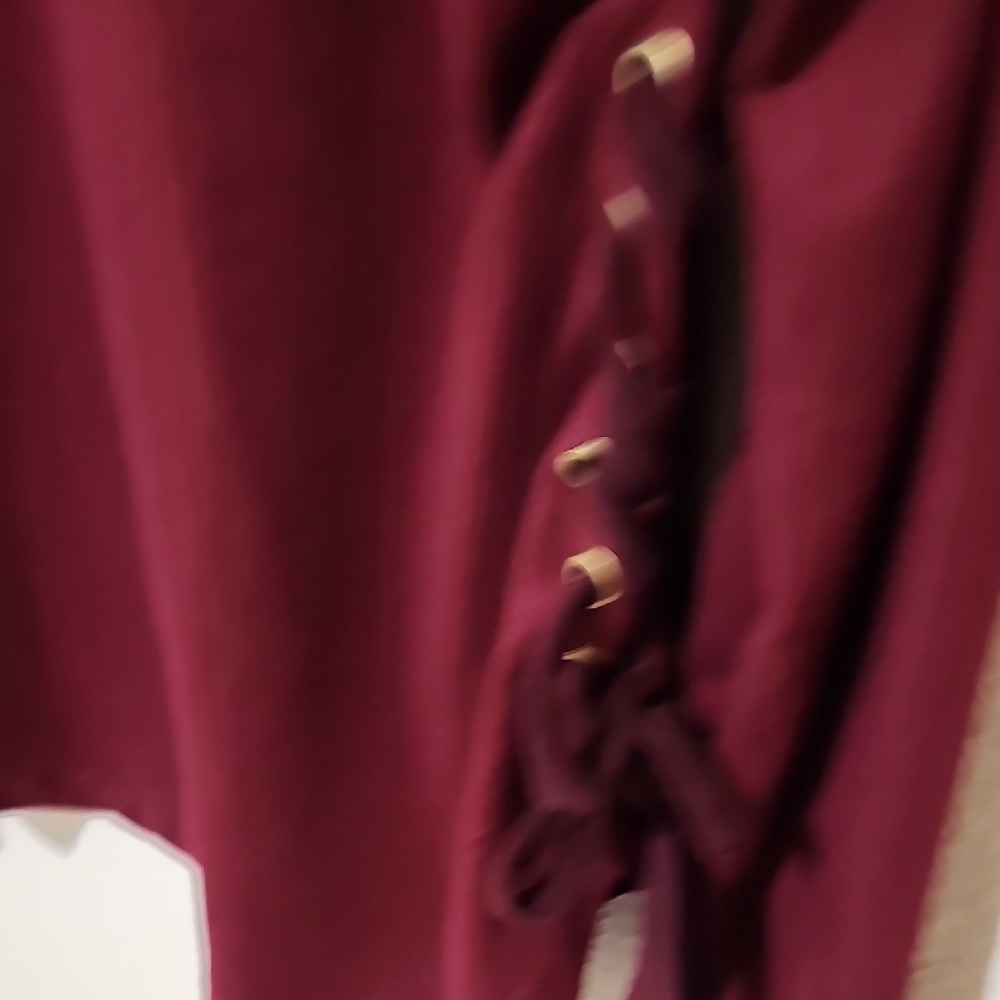 Burgundy Long Sleeve Top with Lace-Up Detail - Picture 3 of 7